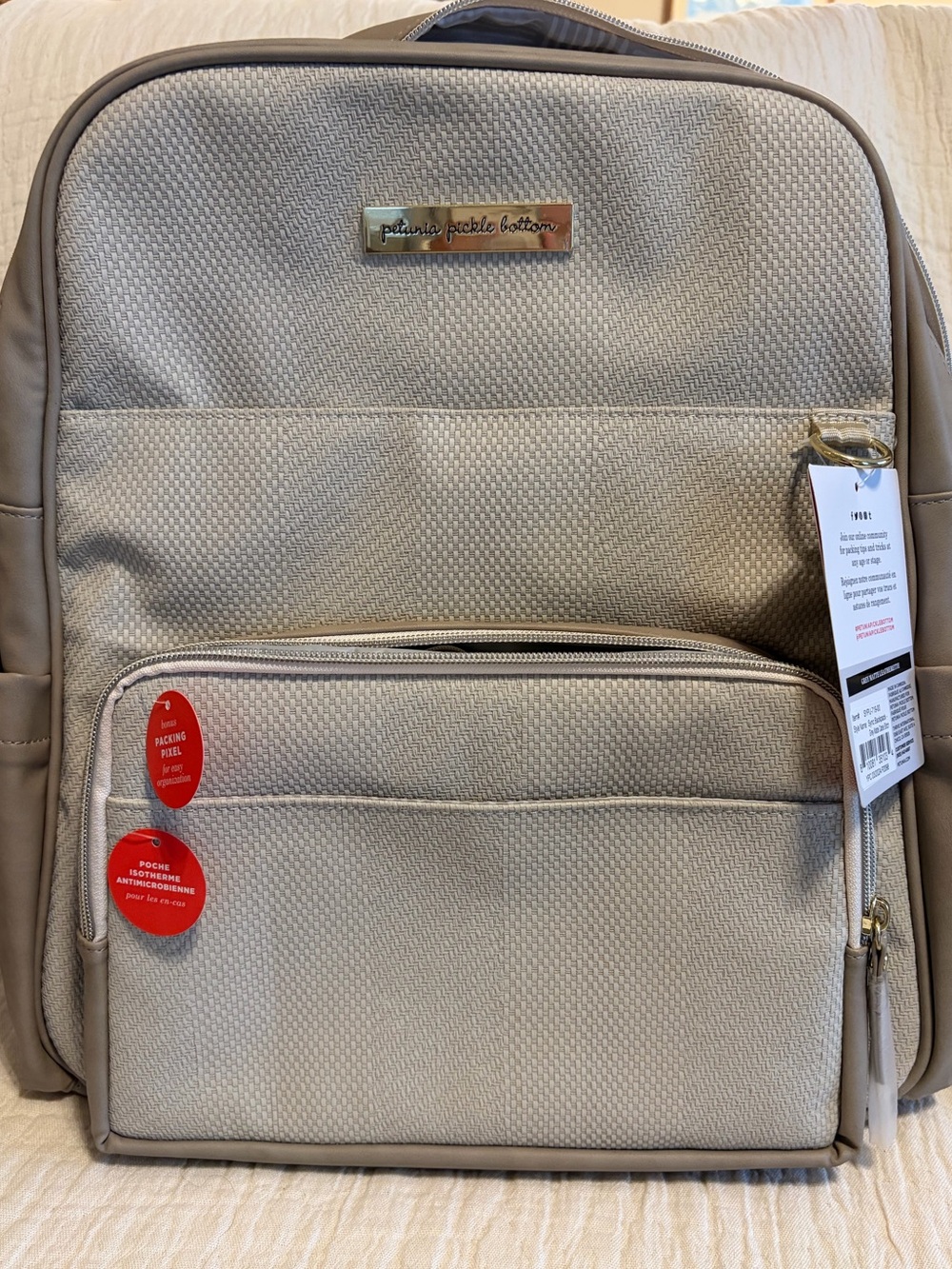 petunia pickle bottom Beige Textured Backpack - Picture 2 of 7